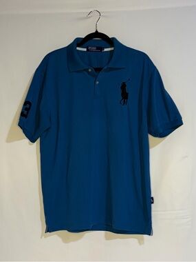 Polo by Ralph Lauren Big Pony Polo Shirt Blue 100% Cotton Sz XXL Men's